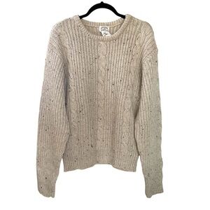 THE KETTLE CREEK CLOTHING CO. Vintage Wool Cable Knit Sweater Tan L